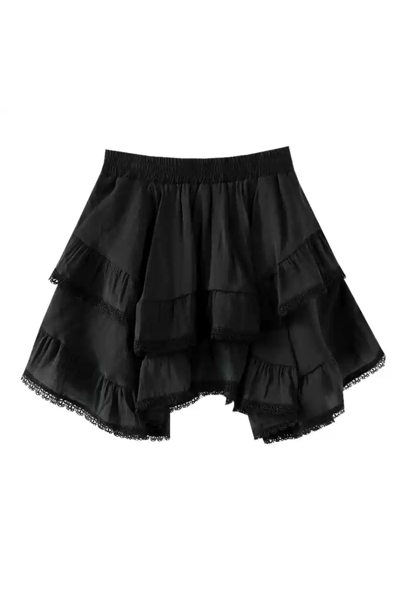 Black Tiered Mini Skirt
