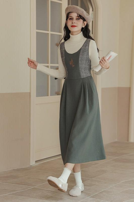 Cottagecore Knit Top Tank Dress 2PCs