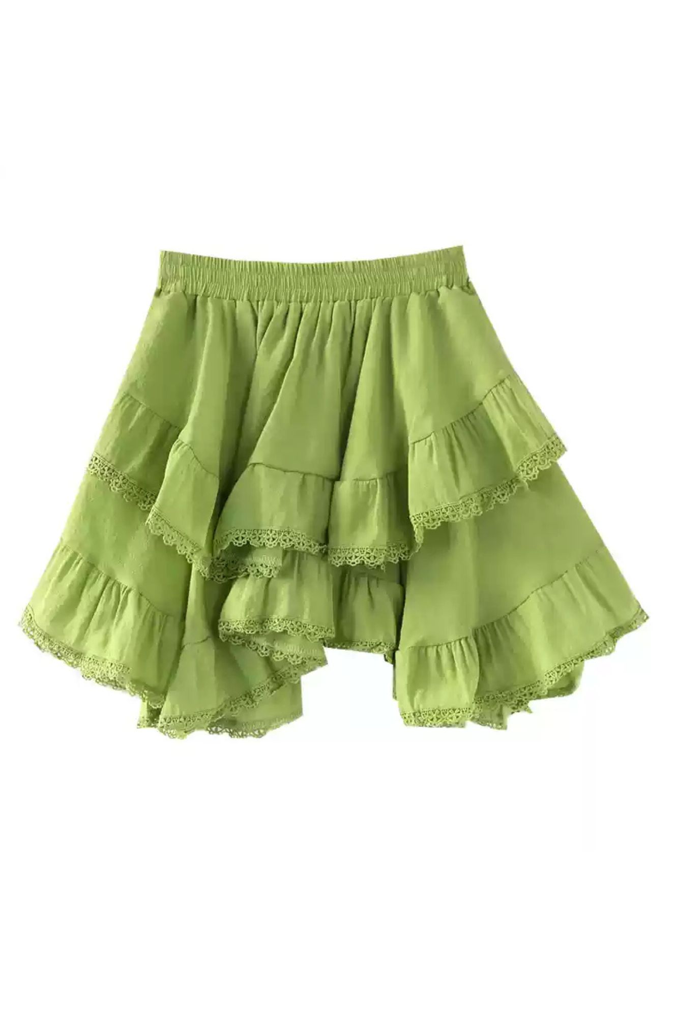 Green Tiered Mini Skirt