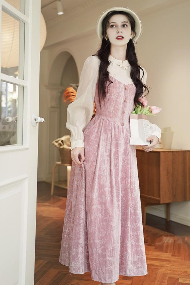 Fairycore Pink Velvet Dress