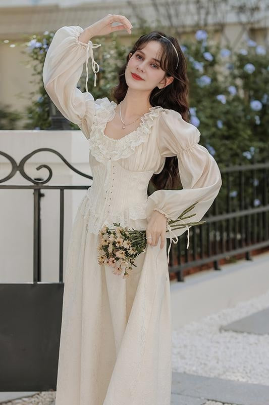 Vintage White Lace Corset Dress