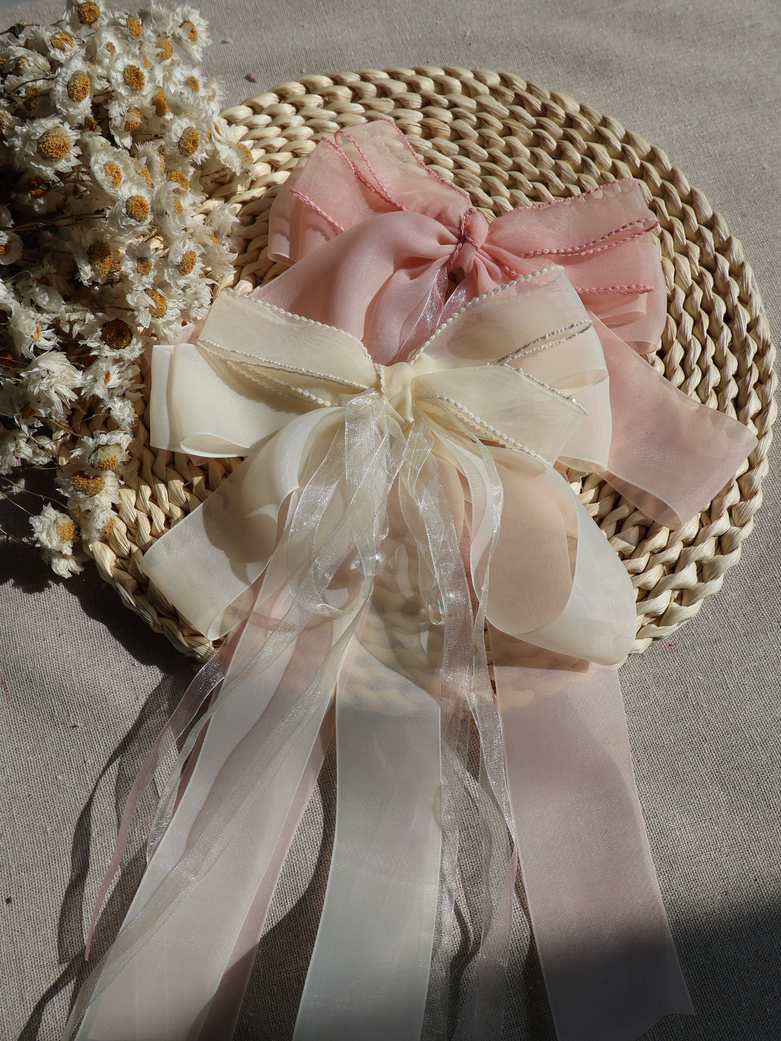 Multilayer hair bow pink