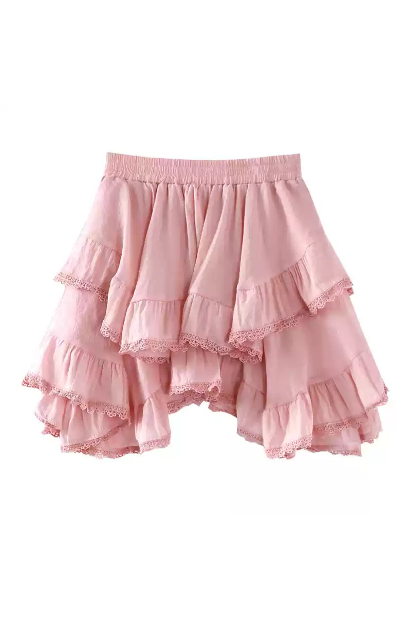 Pink Tiered Mini Skirt