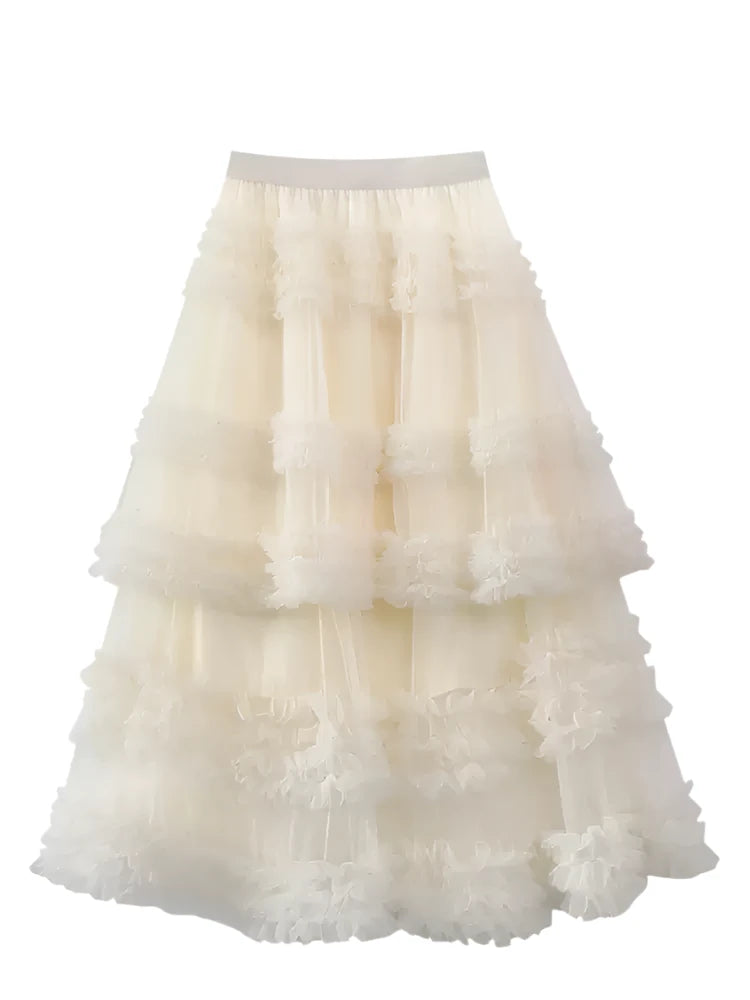 White Tulle Tiered Skirt