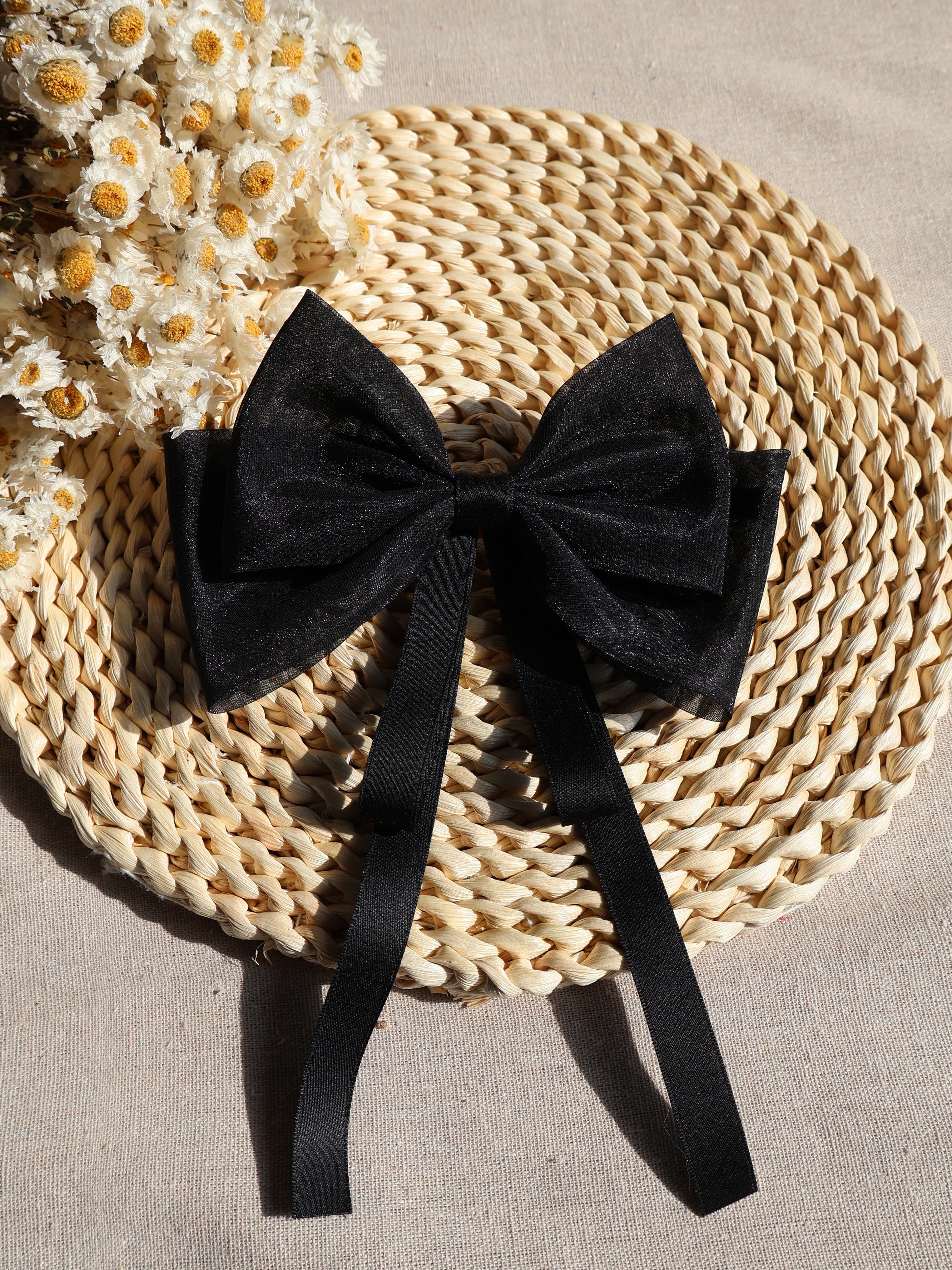 black mesh hair bow
