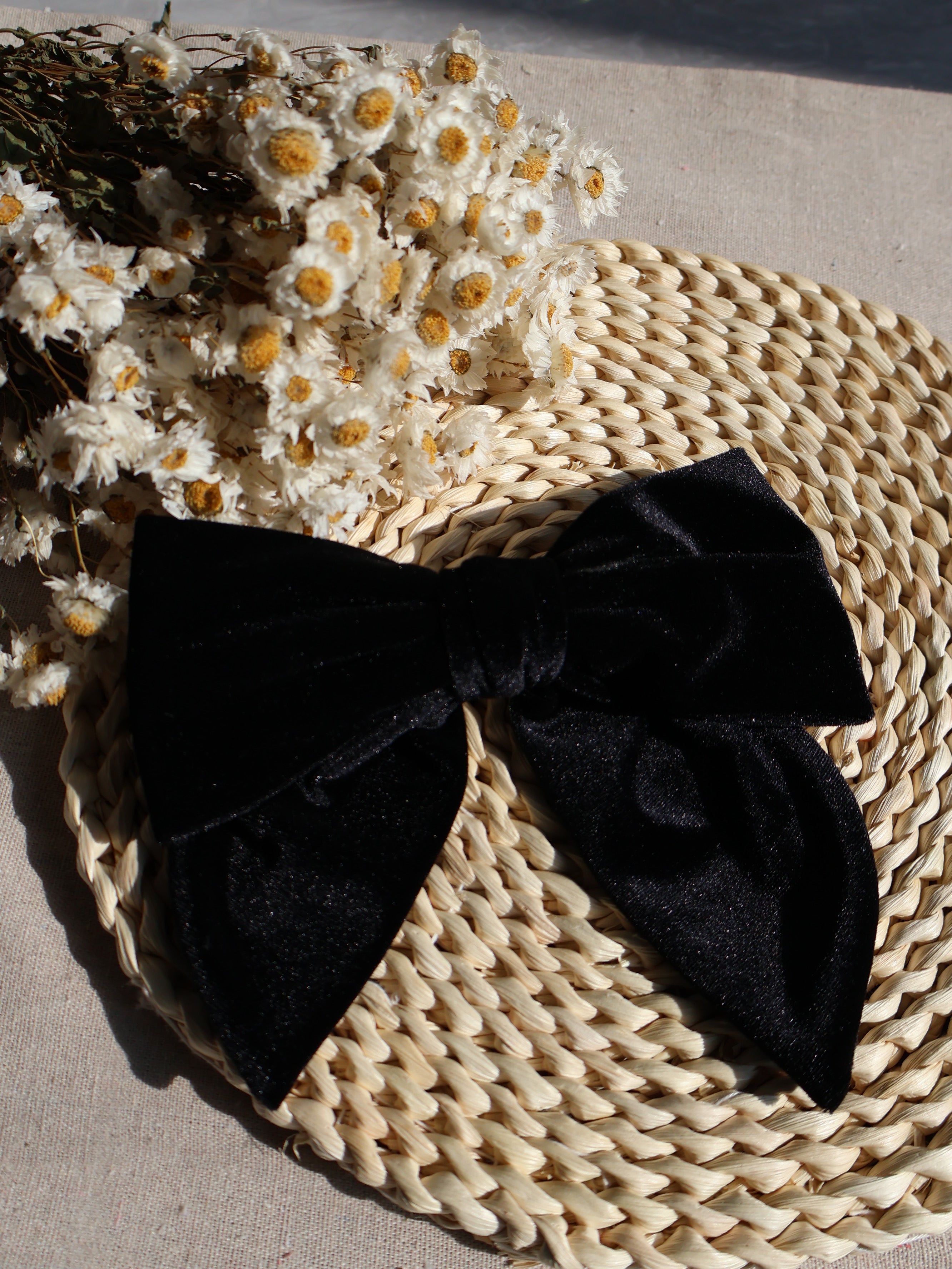 black velvet hair bow