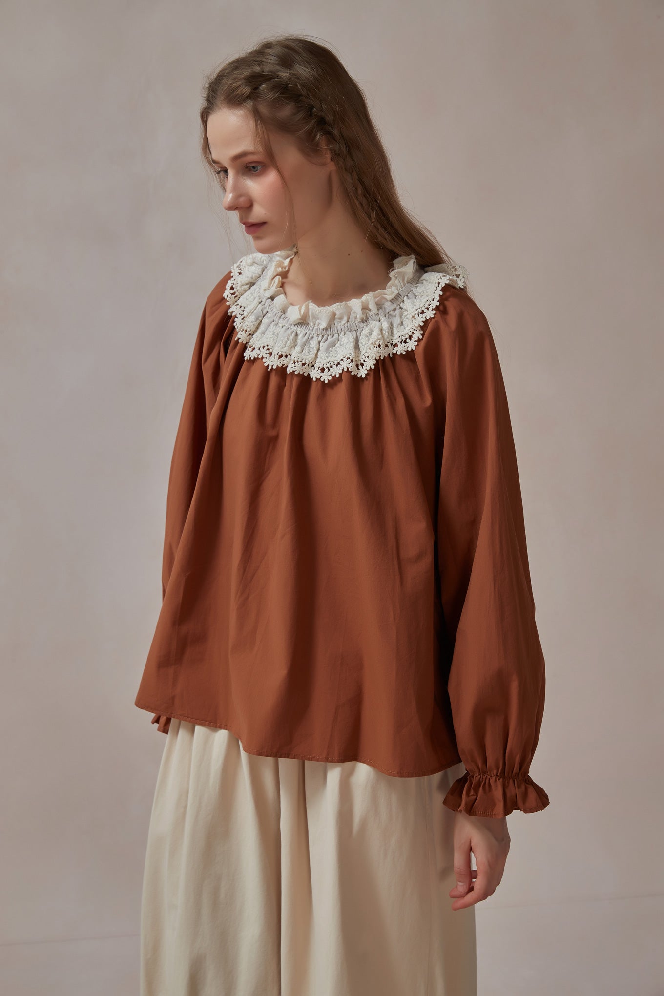 Retro Style Lace Cotton Shirts