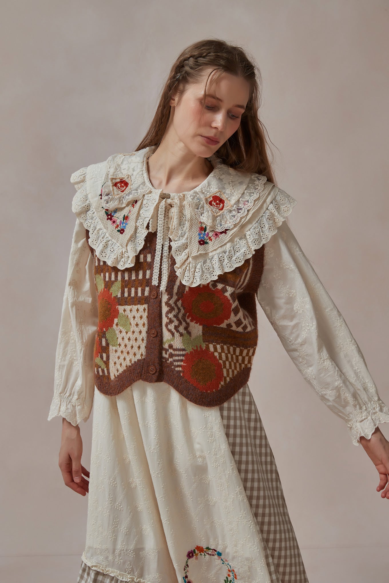 Cottagecore Aesthetic Retro Knit Pattern Vest