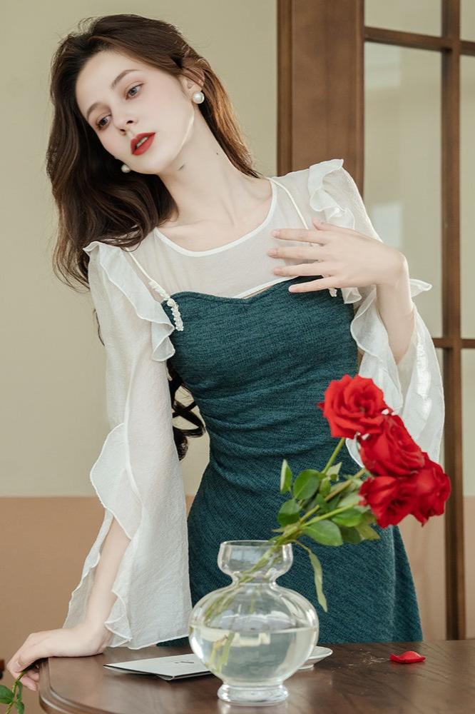 Fairycore Green Knit Dress