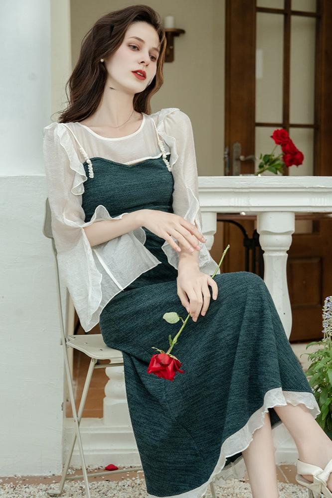 Fairycore Green Knit Dress