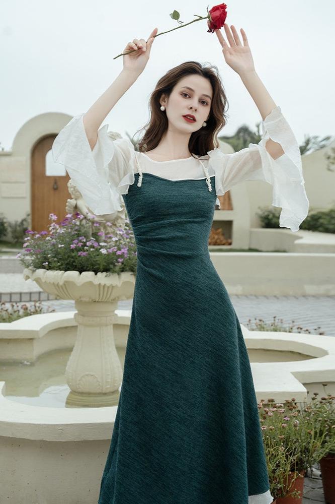 Fairycore Green Knit Dress