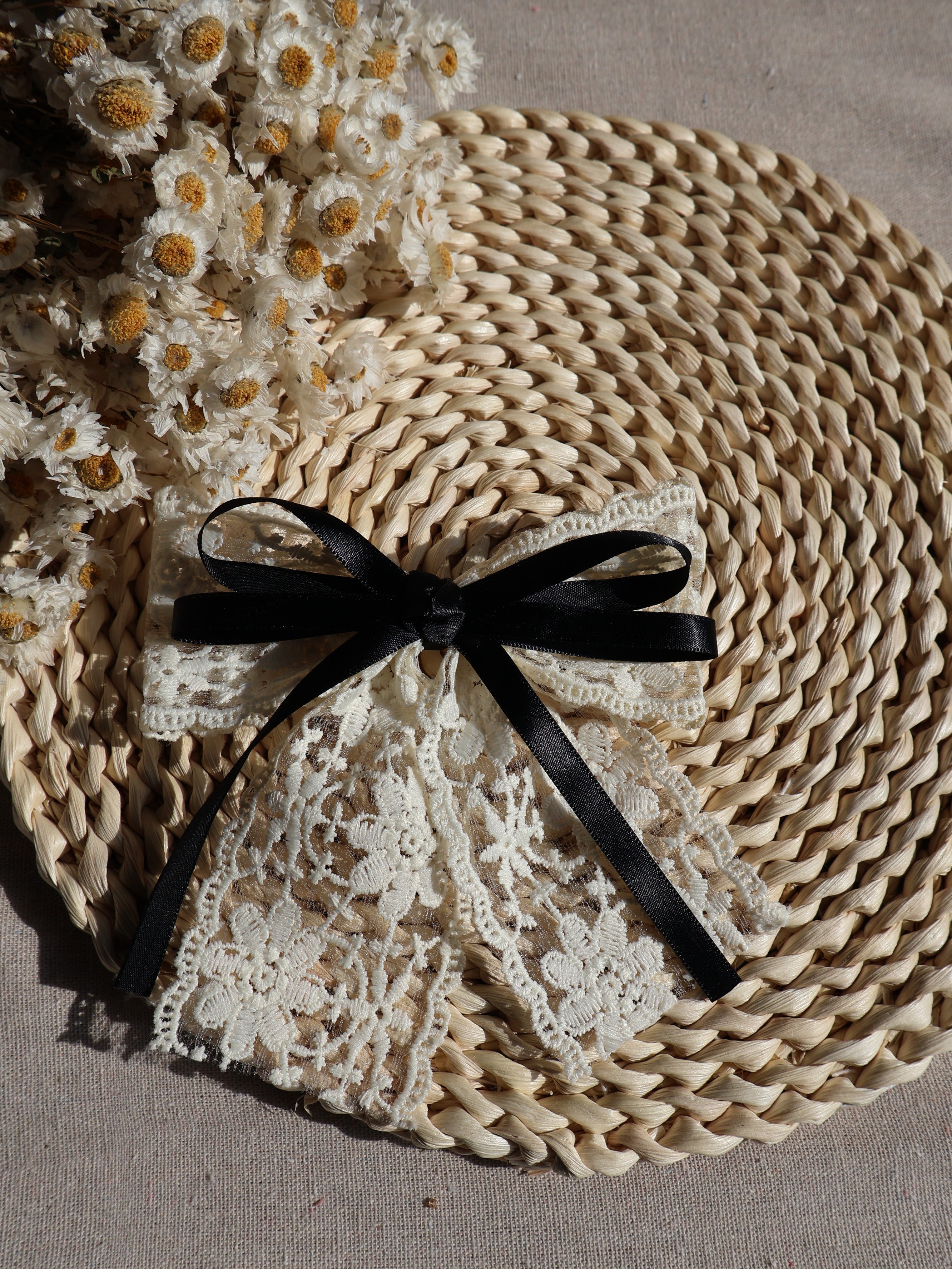 cottage core lace hair bow