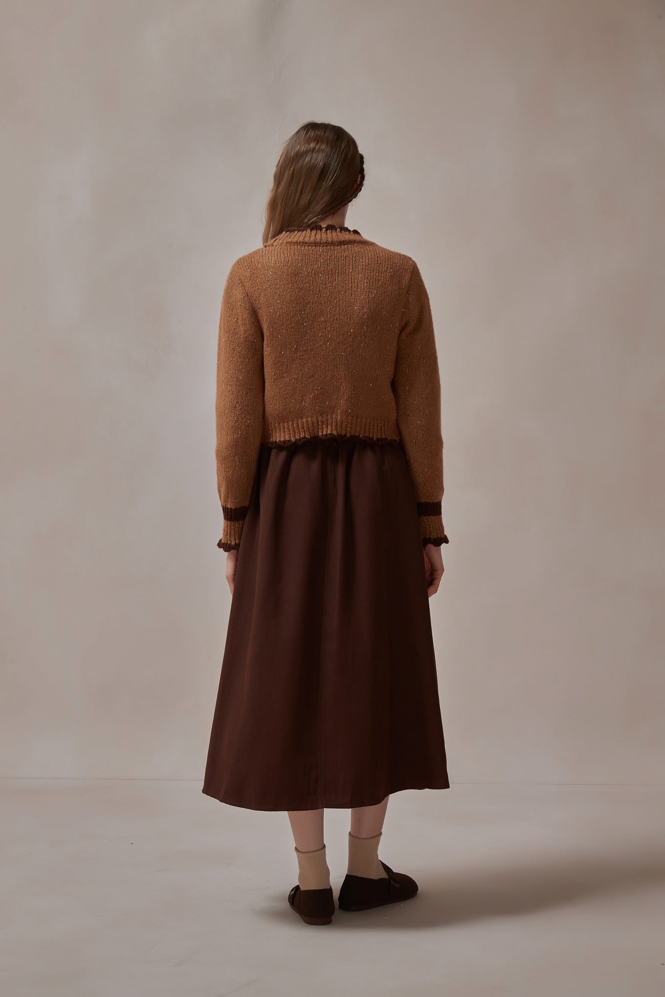 Fall Brown Crop Sweater Cardigan