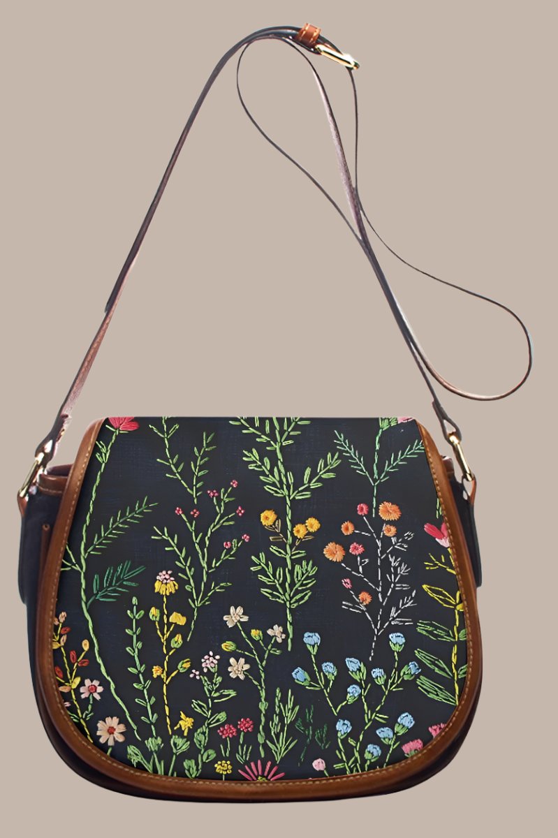 Retro Style Embroidered Leather Crossbody Bag