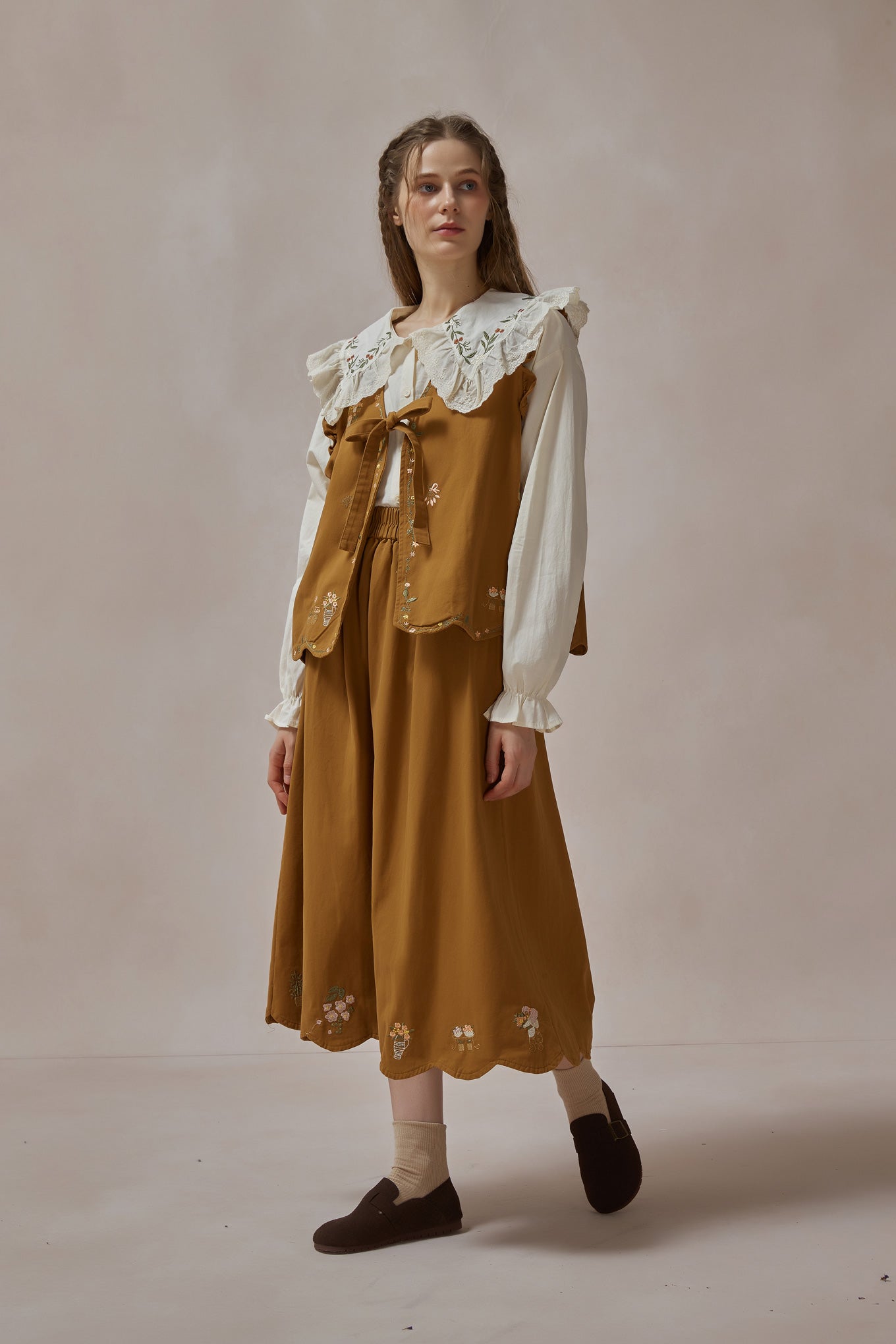 Emroidered Girls Midi Skirt