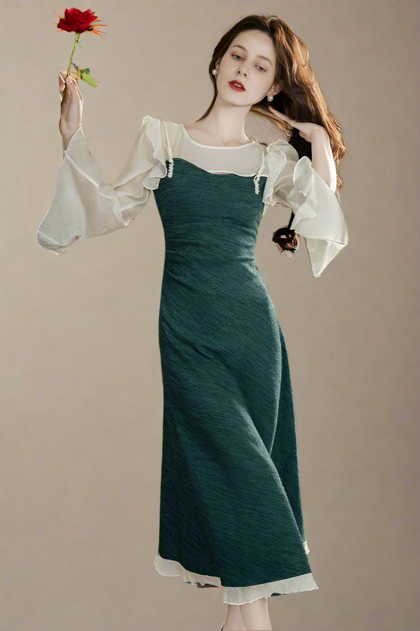 Fairycore Green Knit Dress