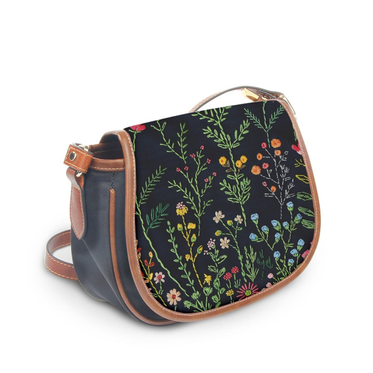 Retro Style Embroidered Leather Crossbody Bag