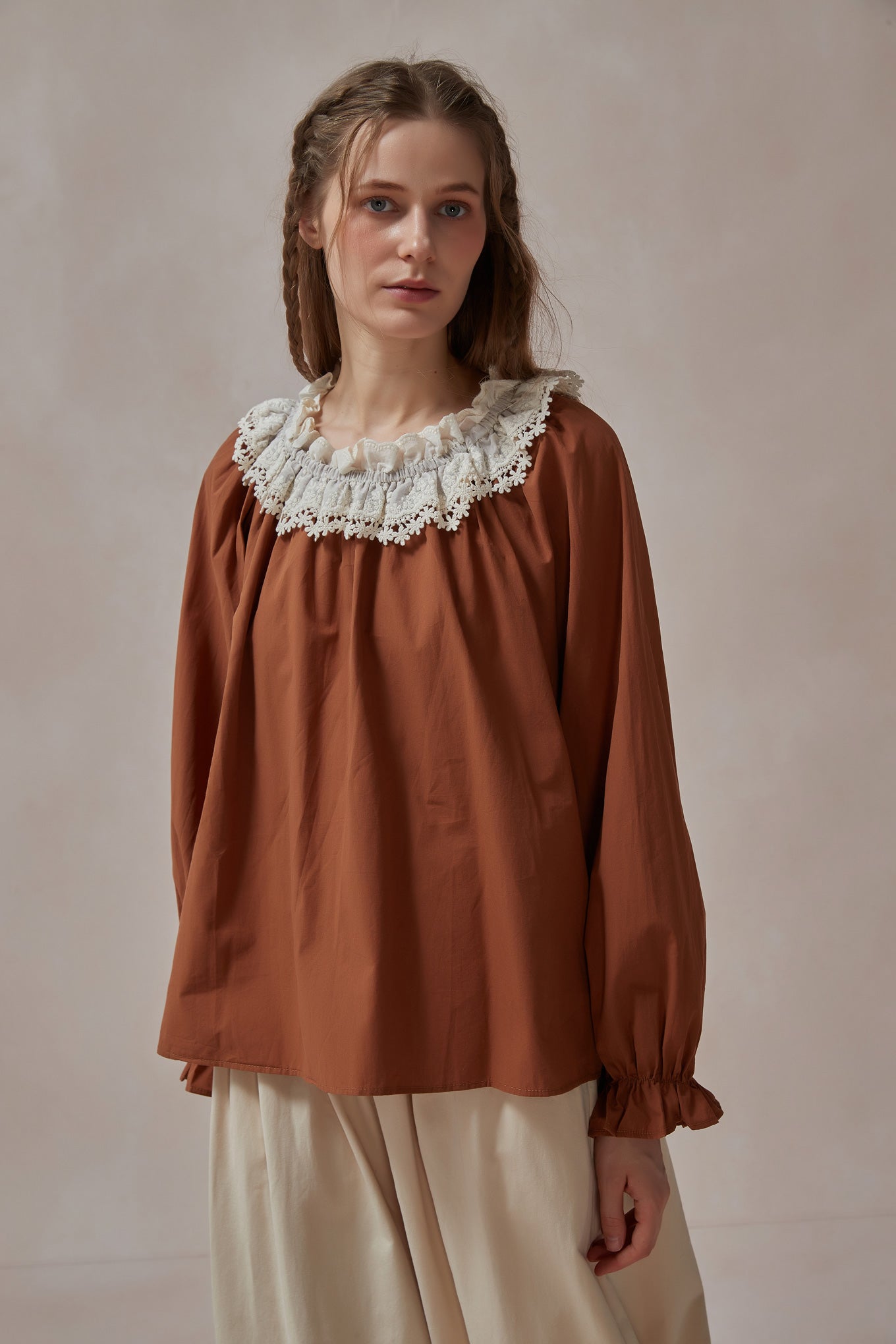 Retro Style Lace Cotton Shirts
