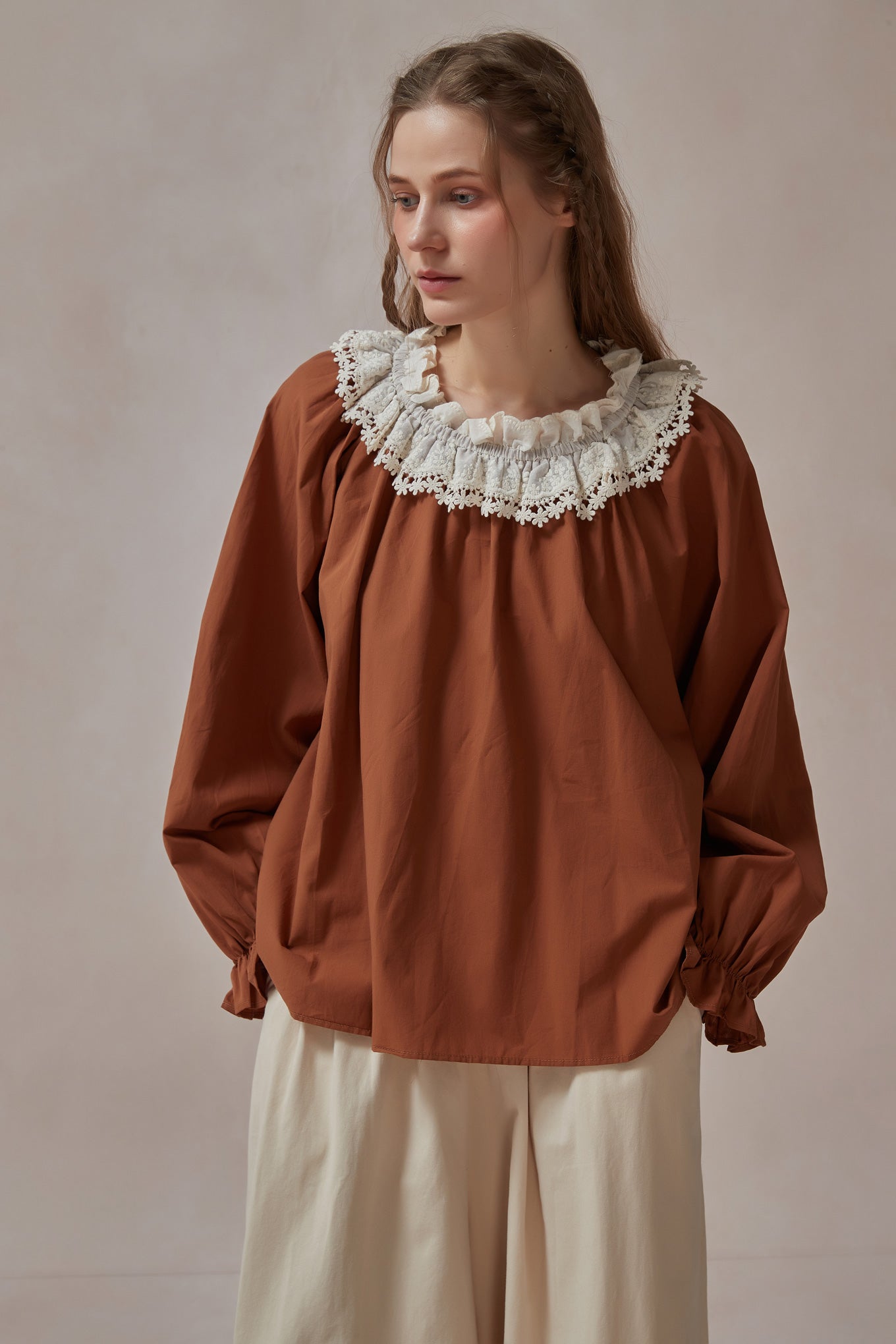 Retro Style Lace Cotton Shirts