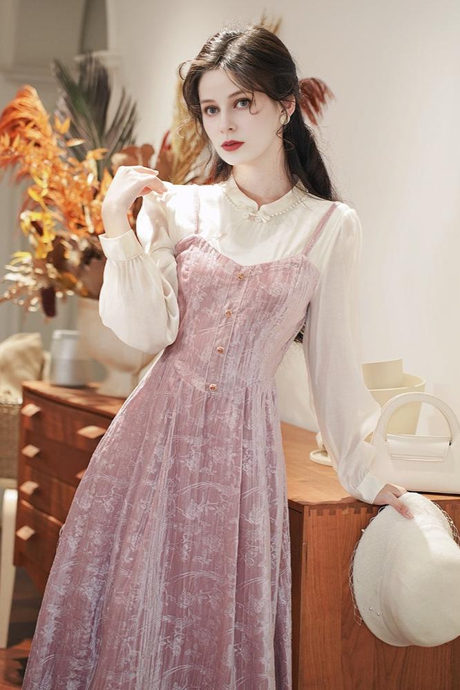 Fairycore Pink Velvet Dress