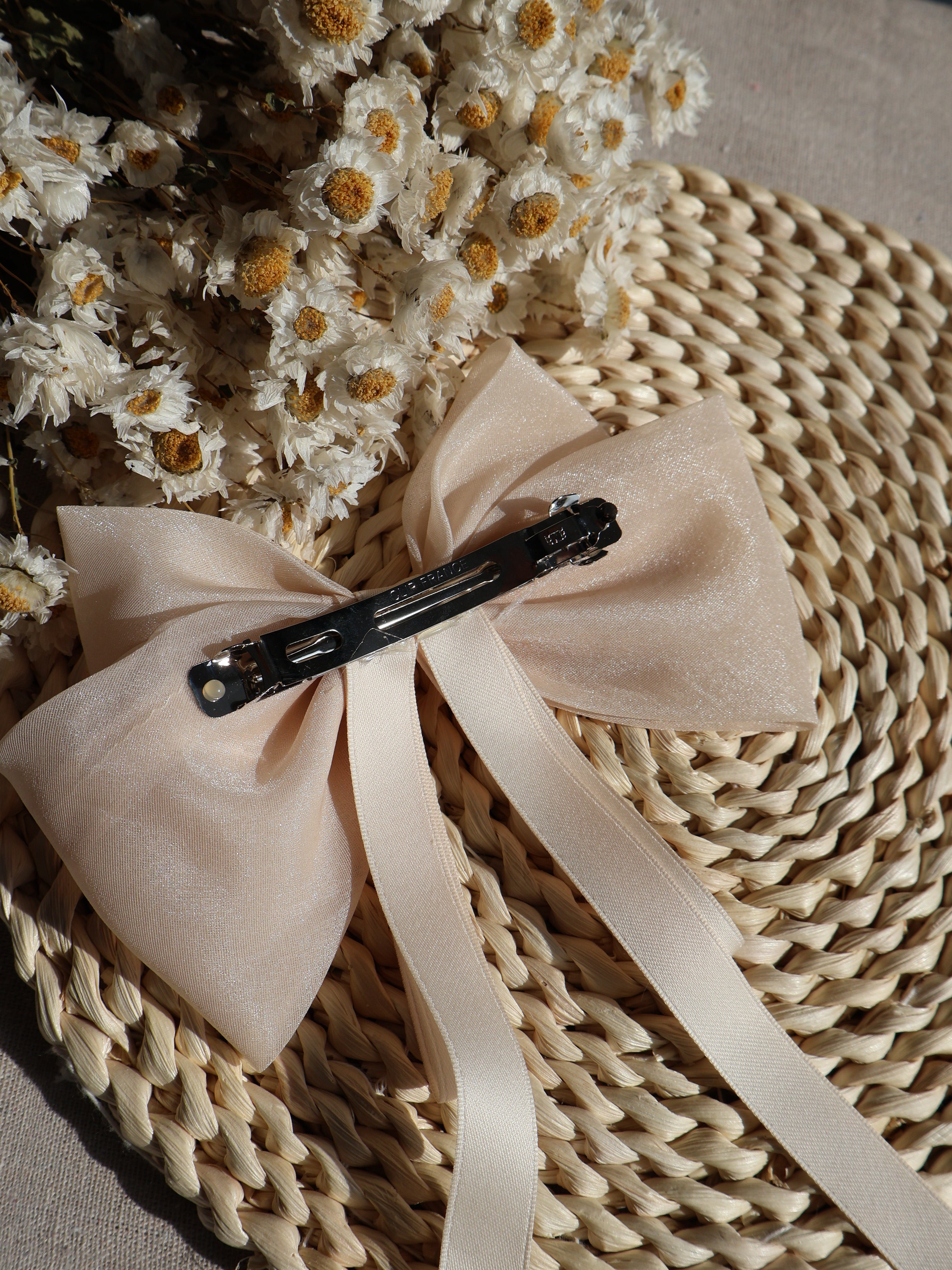 glitter mesh bow hair clip