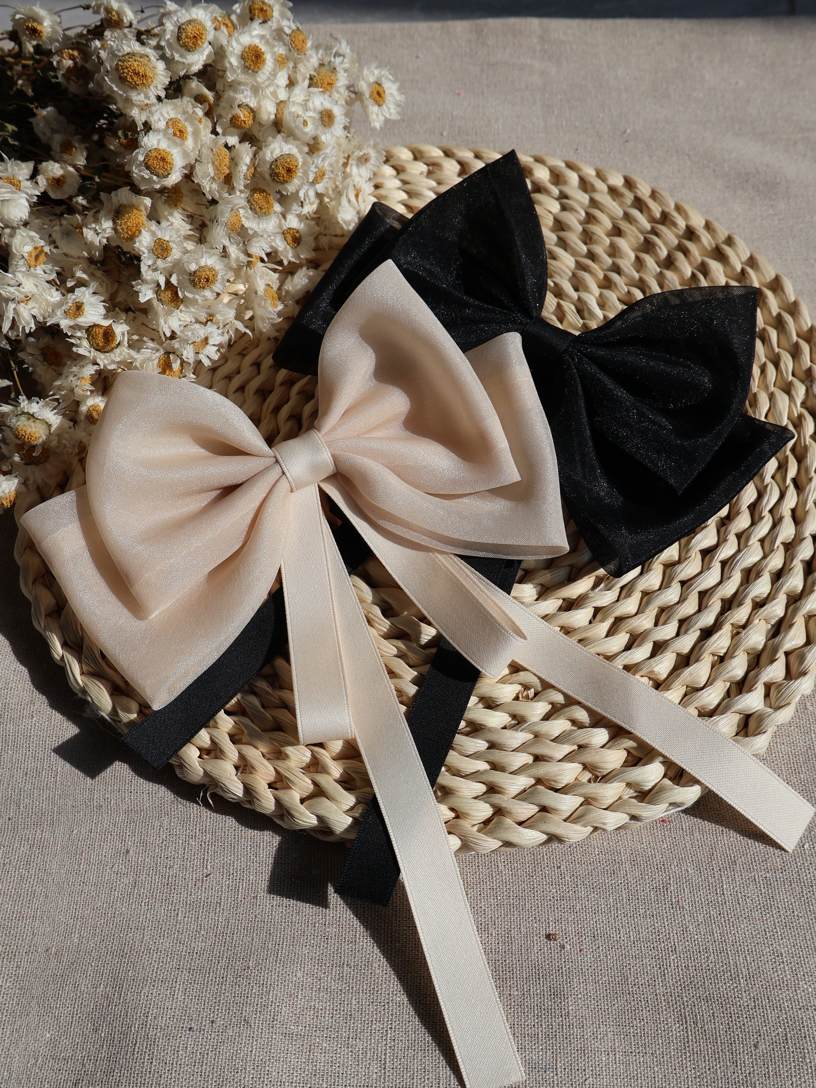 glitter mesh hair bow clip