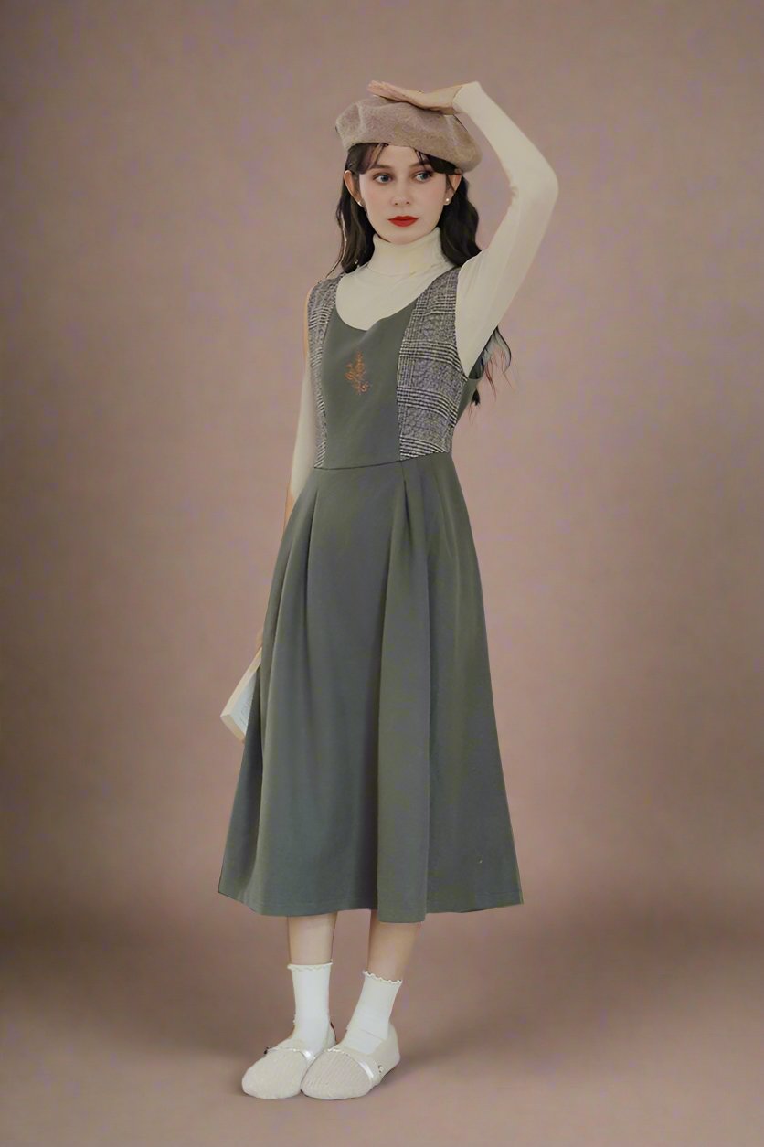 Cottagecore Knit Top Tank Dress 2PCs