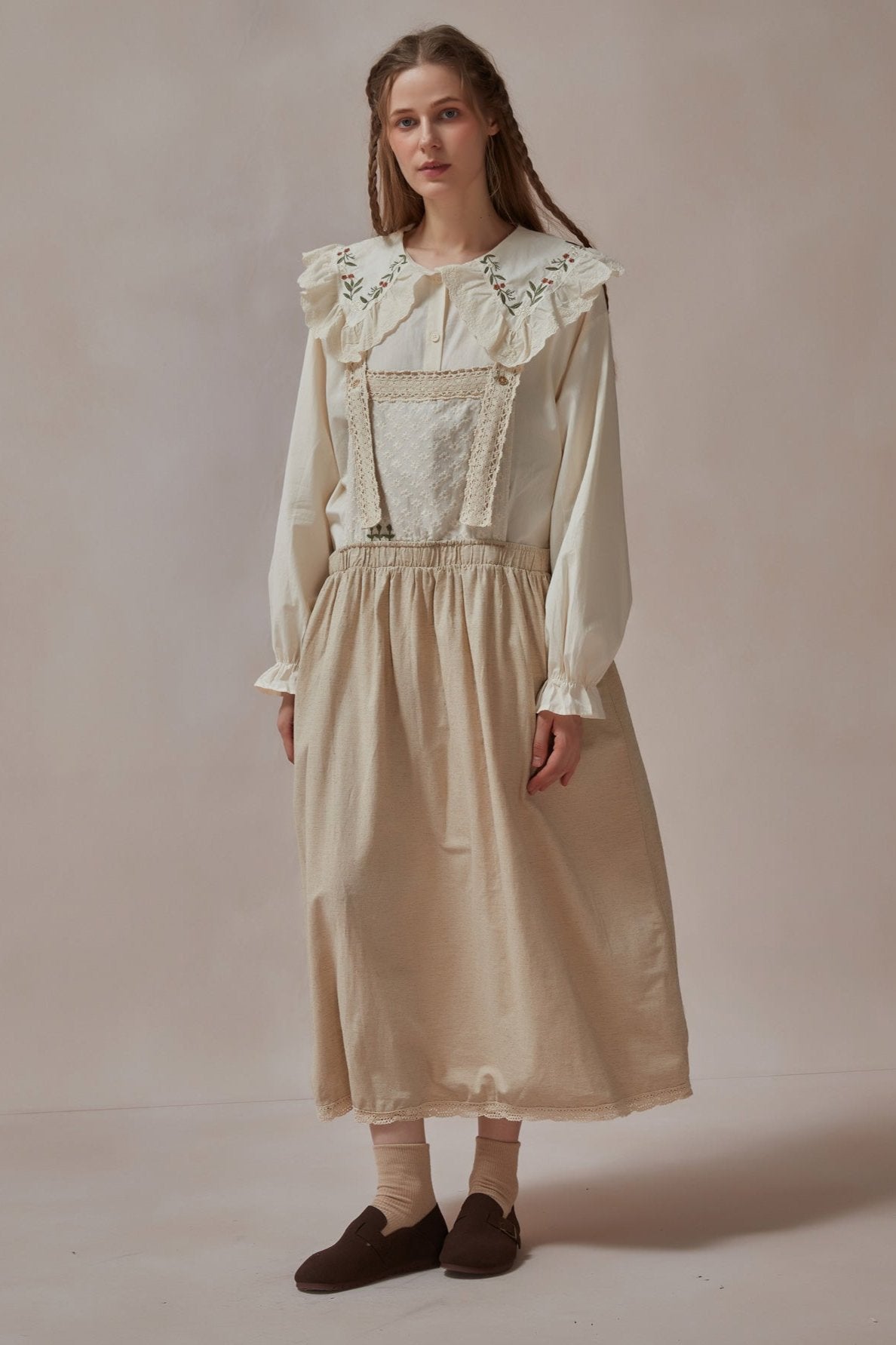 Cottagecore Cotton Linen Suspender Dress