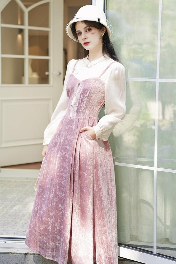 Fairycore Pink Velvet Dress