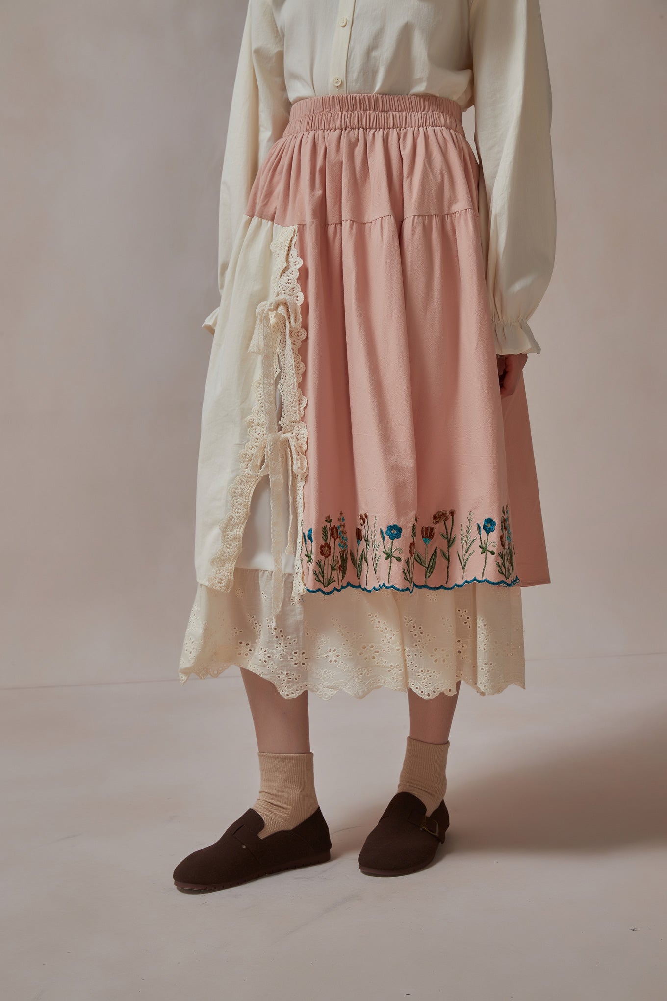 Cottagecore Pink Tiered Skirt