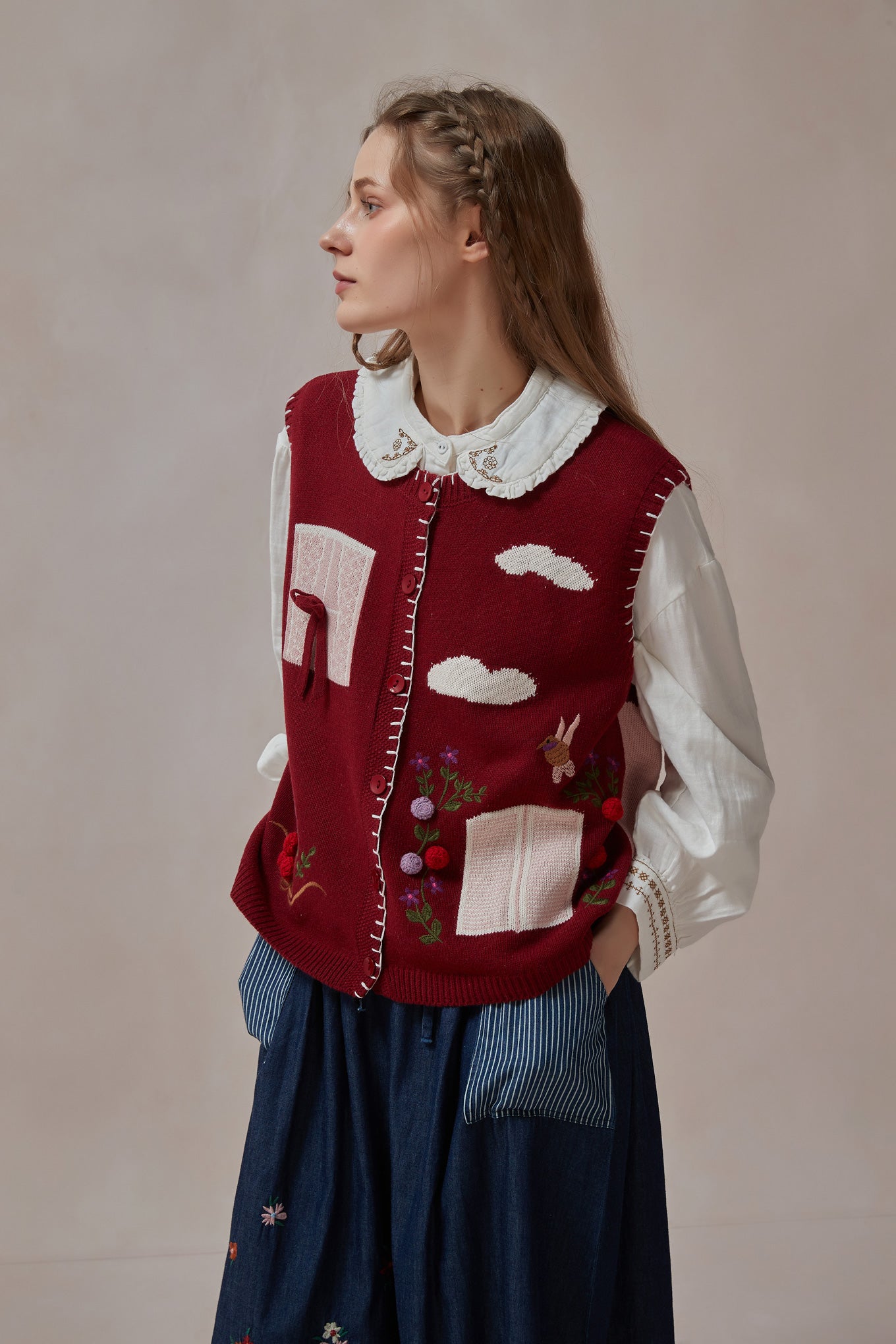 Cottagecore Red Knit Vest
