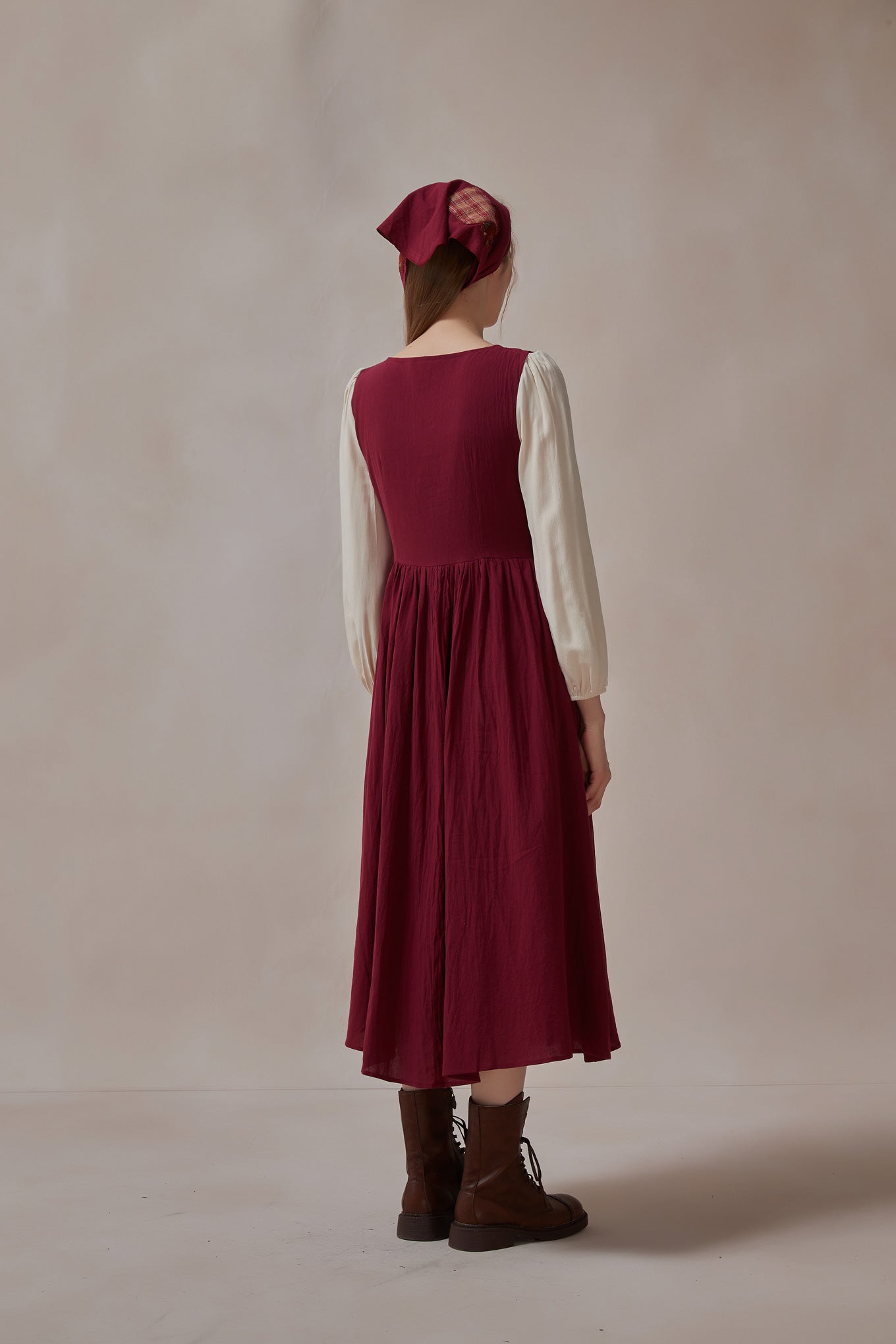 Cottagecore Retro Floral Embroidered Maxi Dress With Kerchief