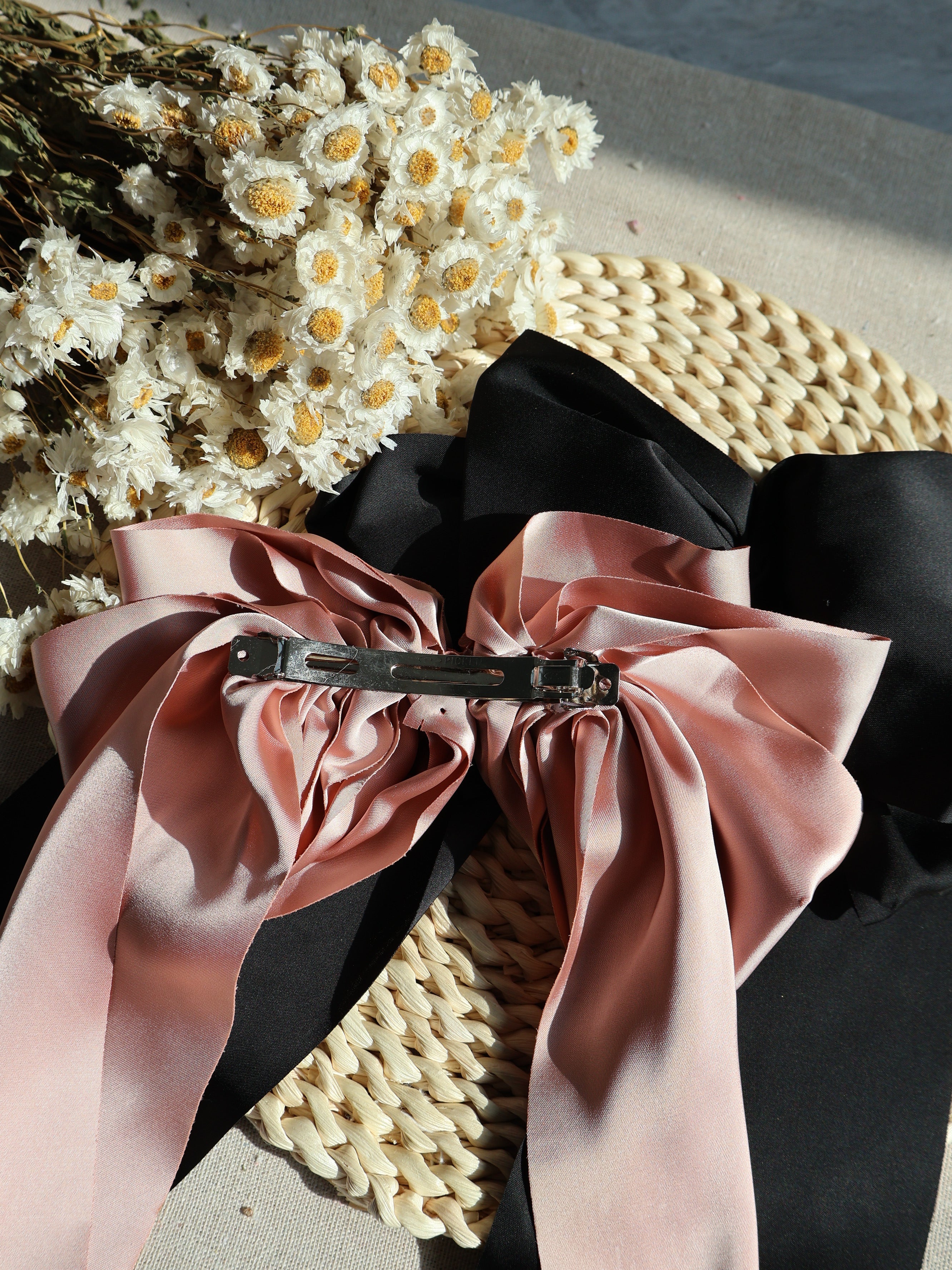 satin big hair bow clip