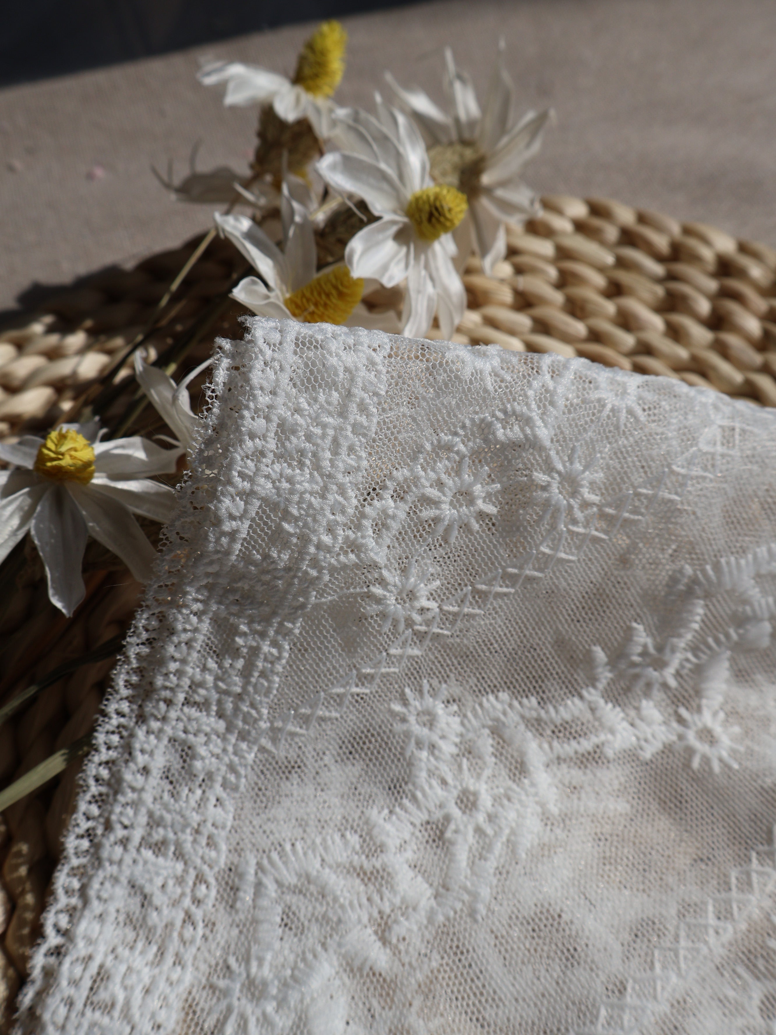 sheer white lace kerchief