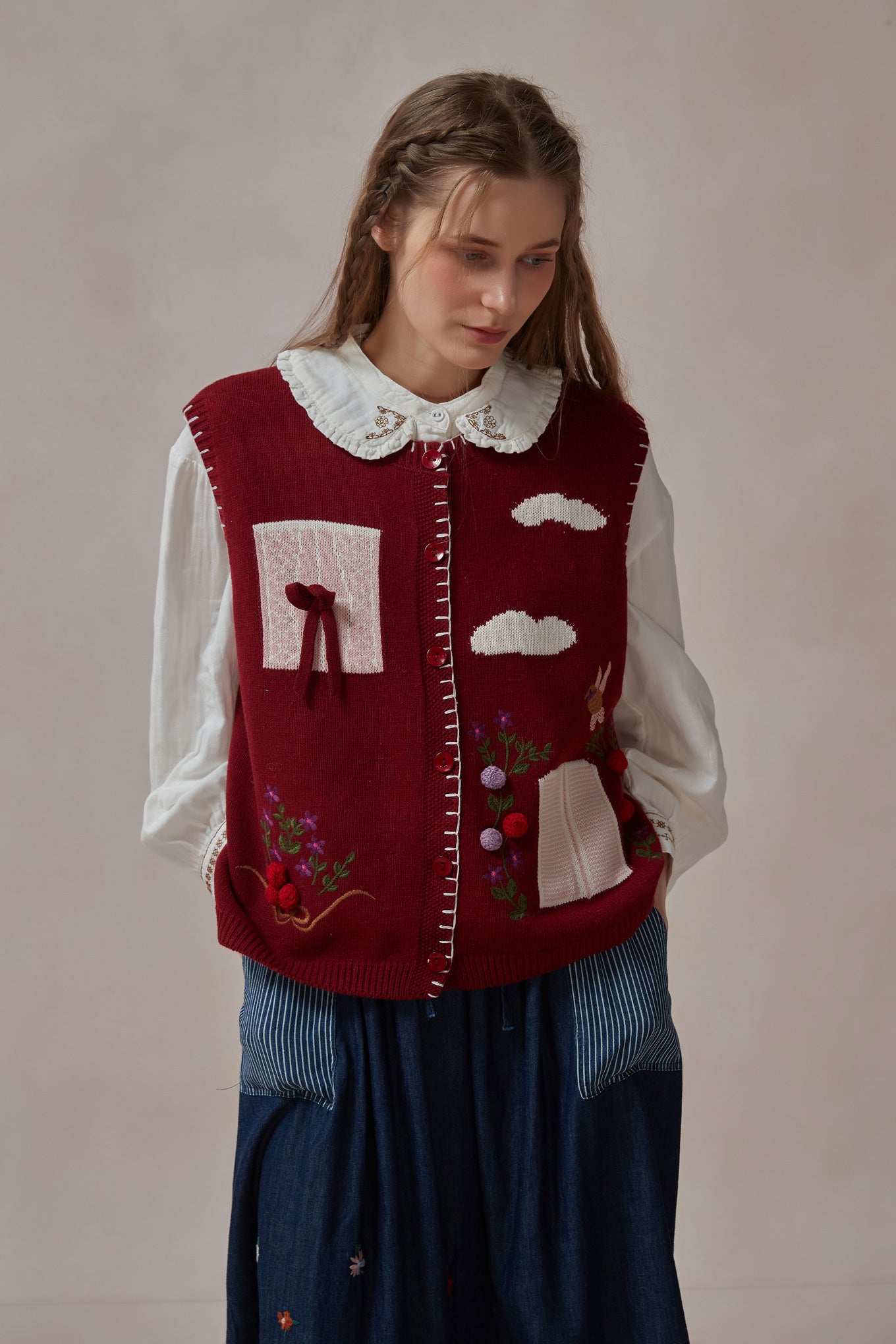 Cottagecore Red Knit Vest