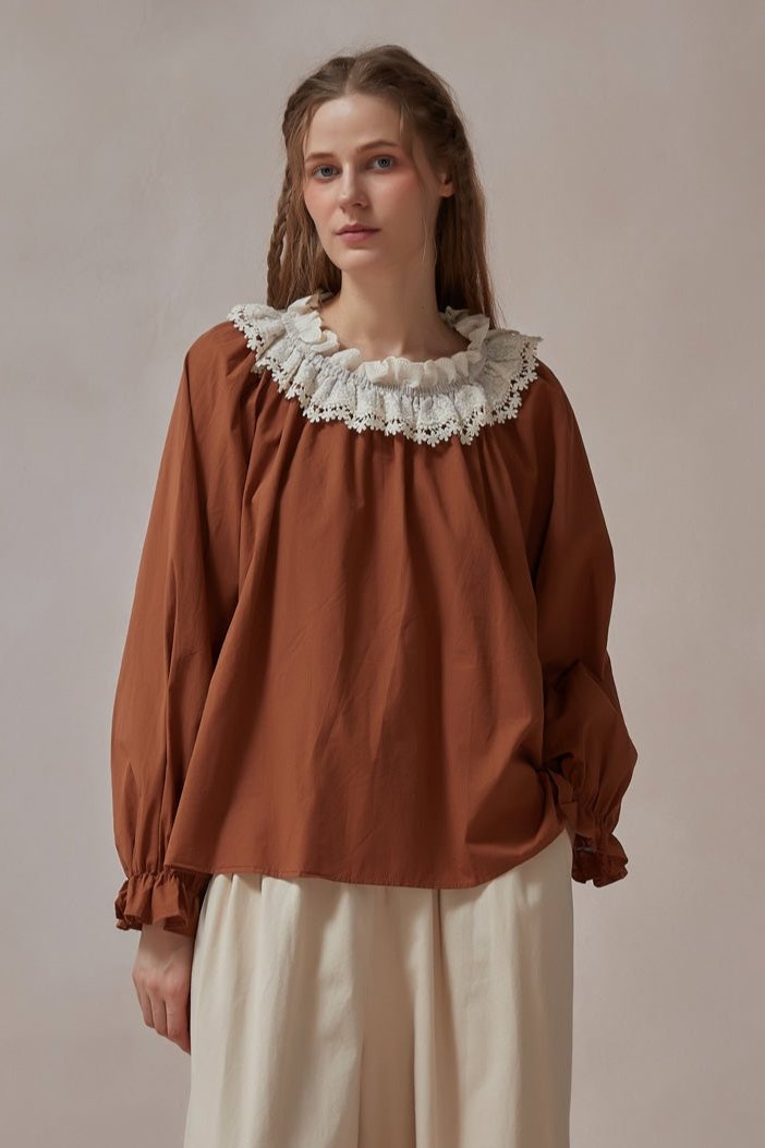 Retro Style Lace Cotton Shirts