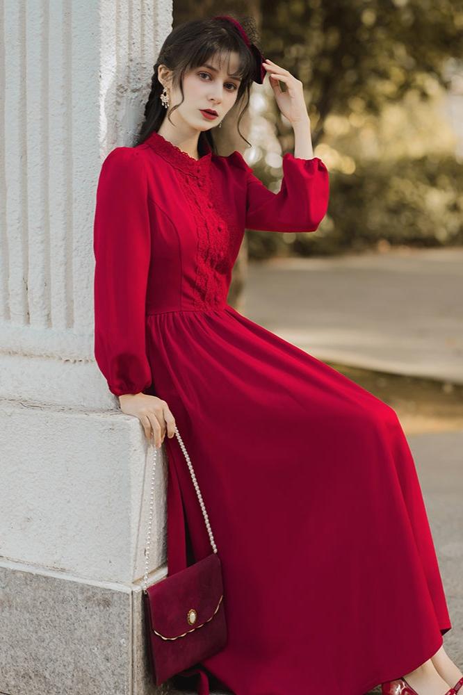 Retro Red Maxi Dress