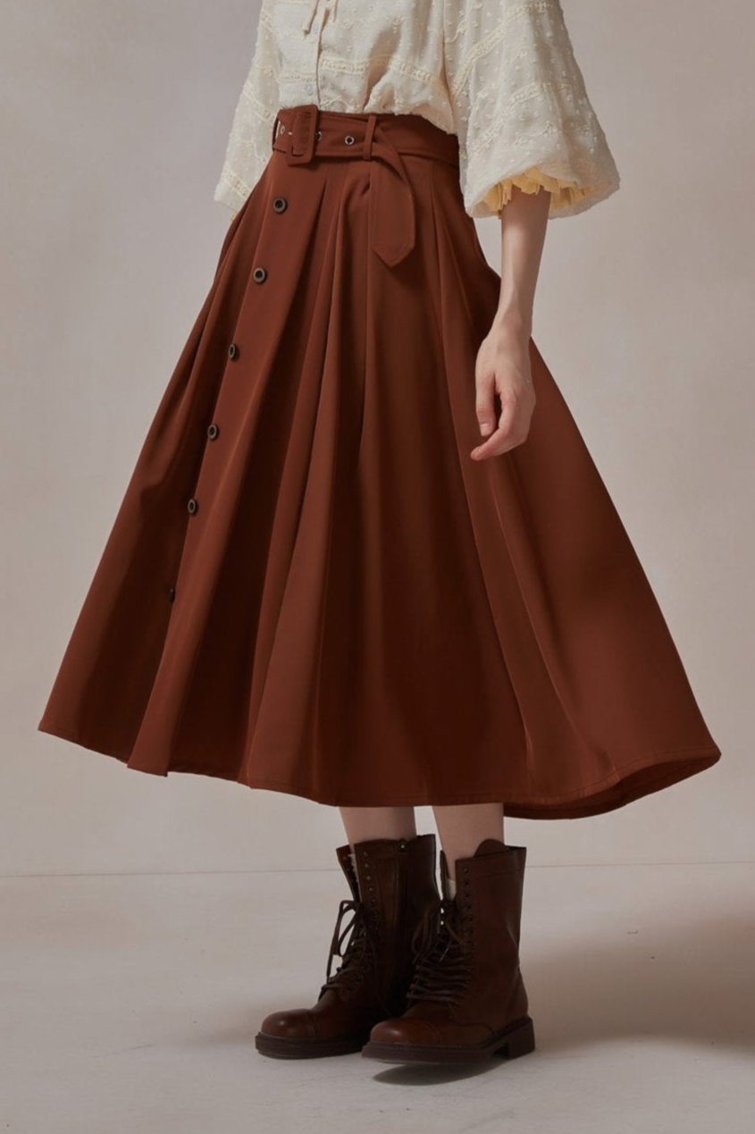 Retro Style Vintage Belt Skirt