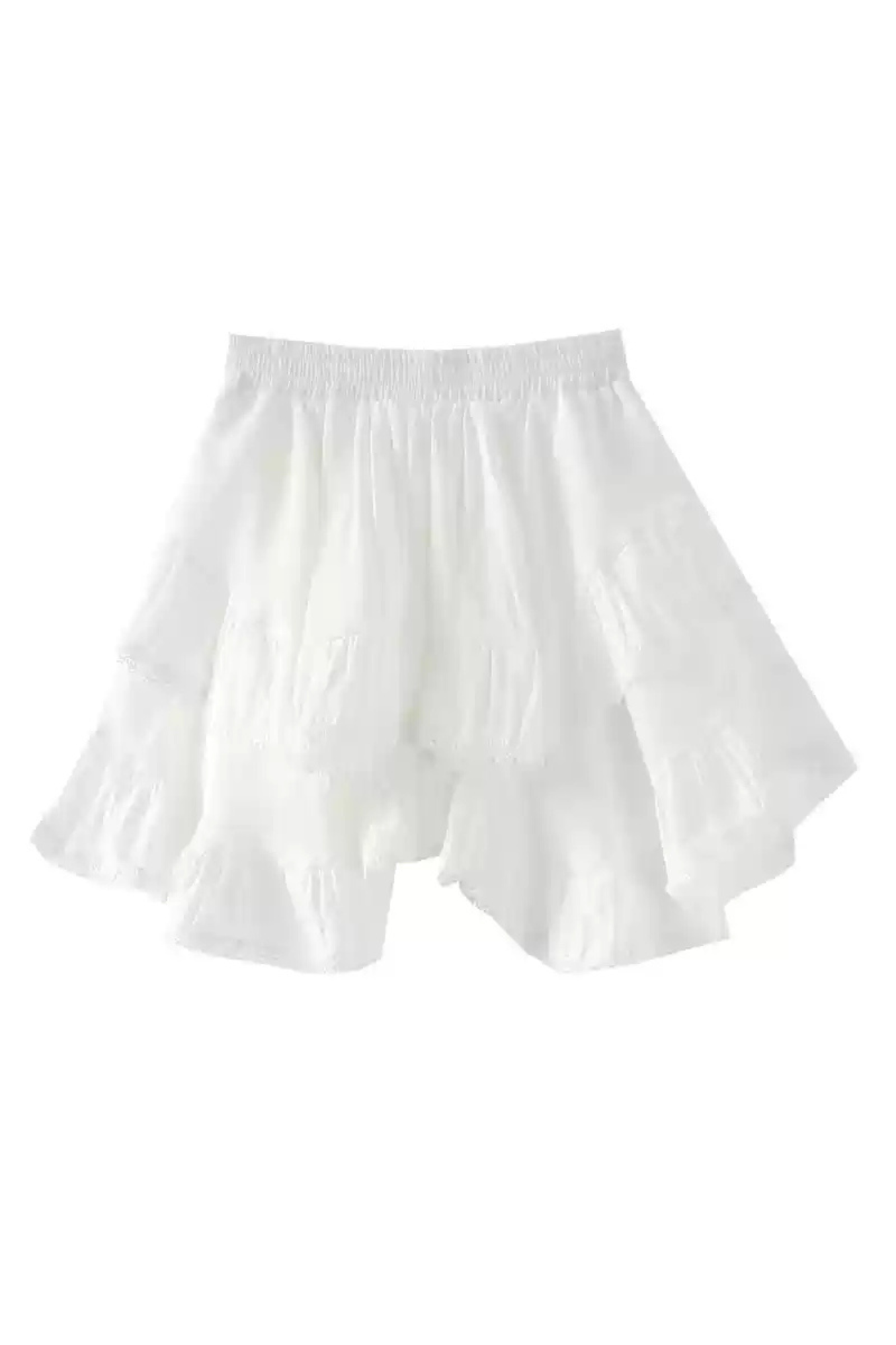 white Tiered Mini Skirt