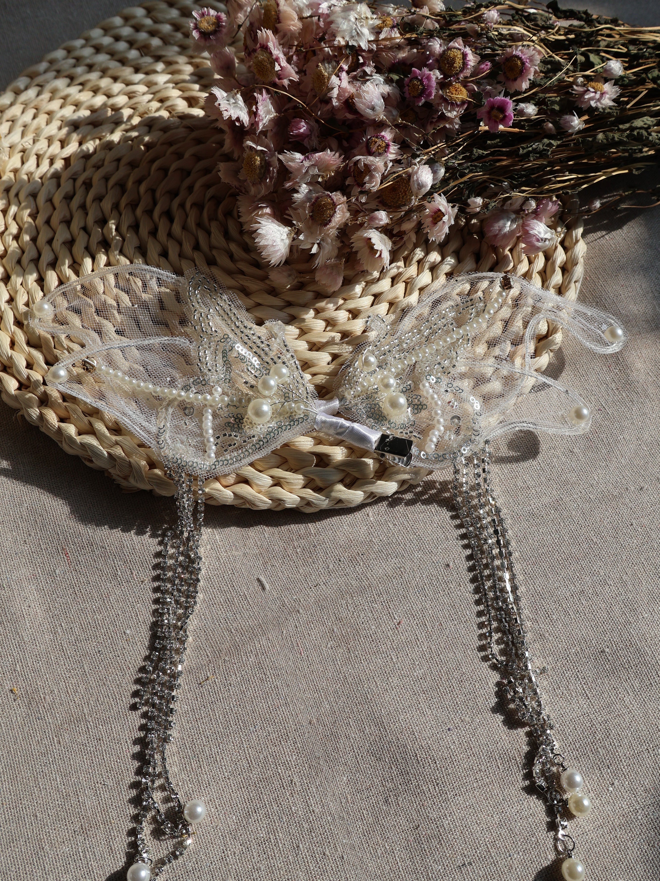 white butterfly hair clip