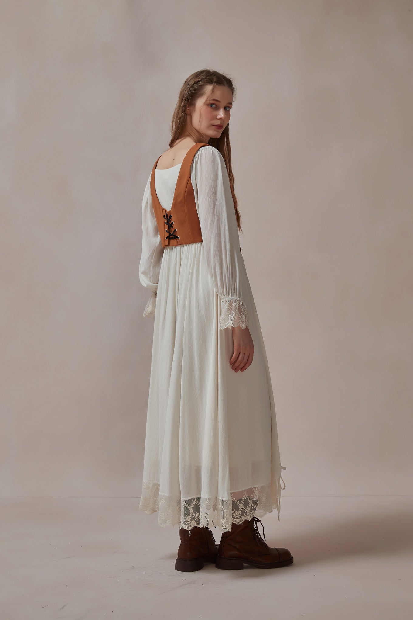 Cottagecore Floral Embroidered Maxi Dress Vest 2 Piece Sets