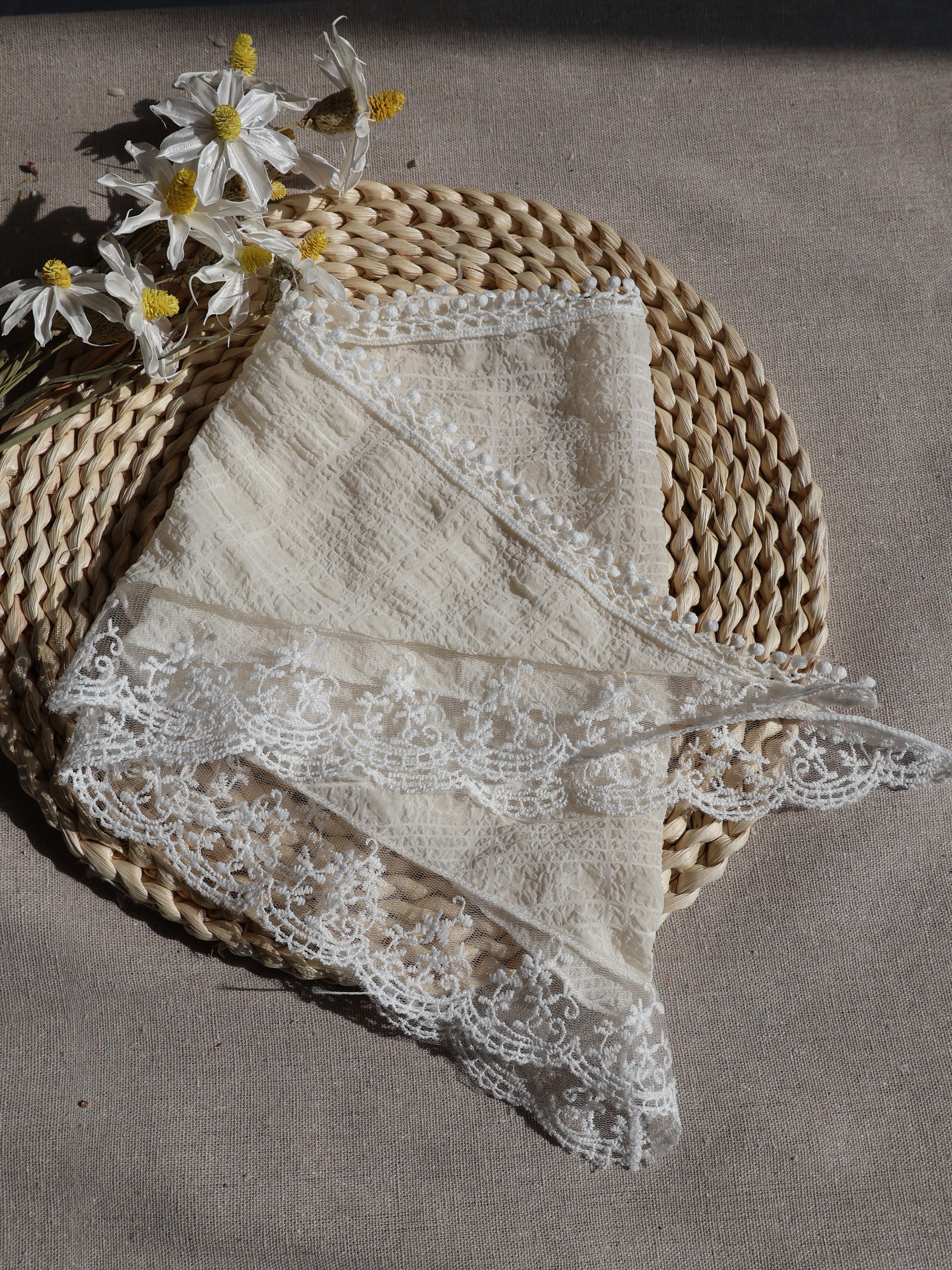 white lace kerchief hair