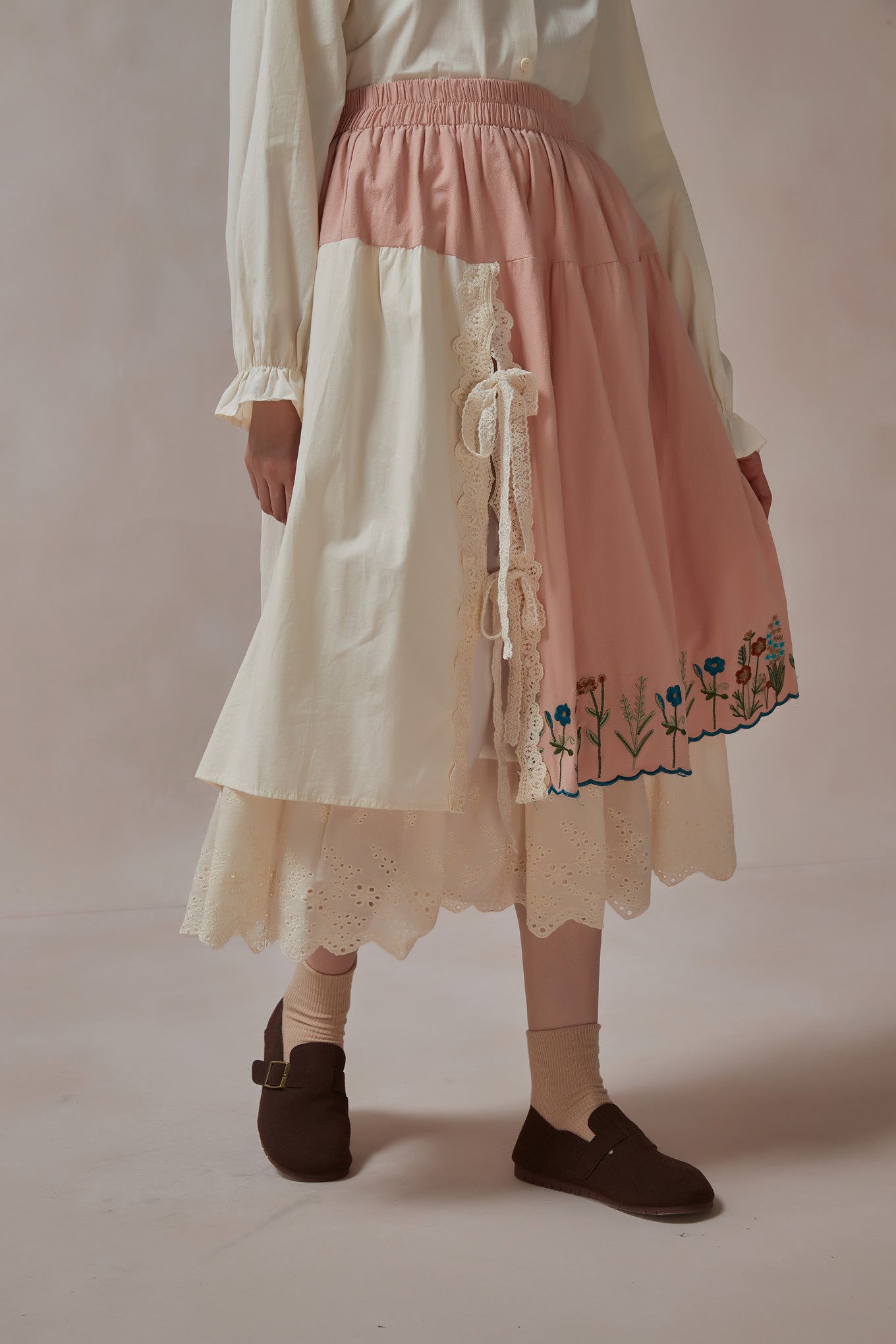 Cottagecore Pink Tiered Skirt