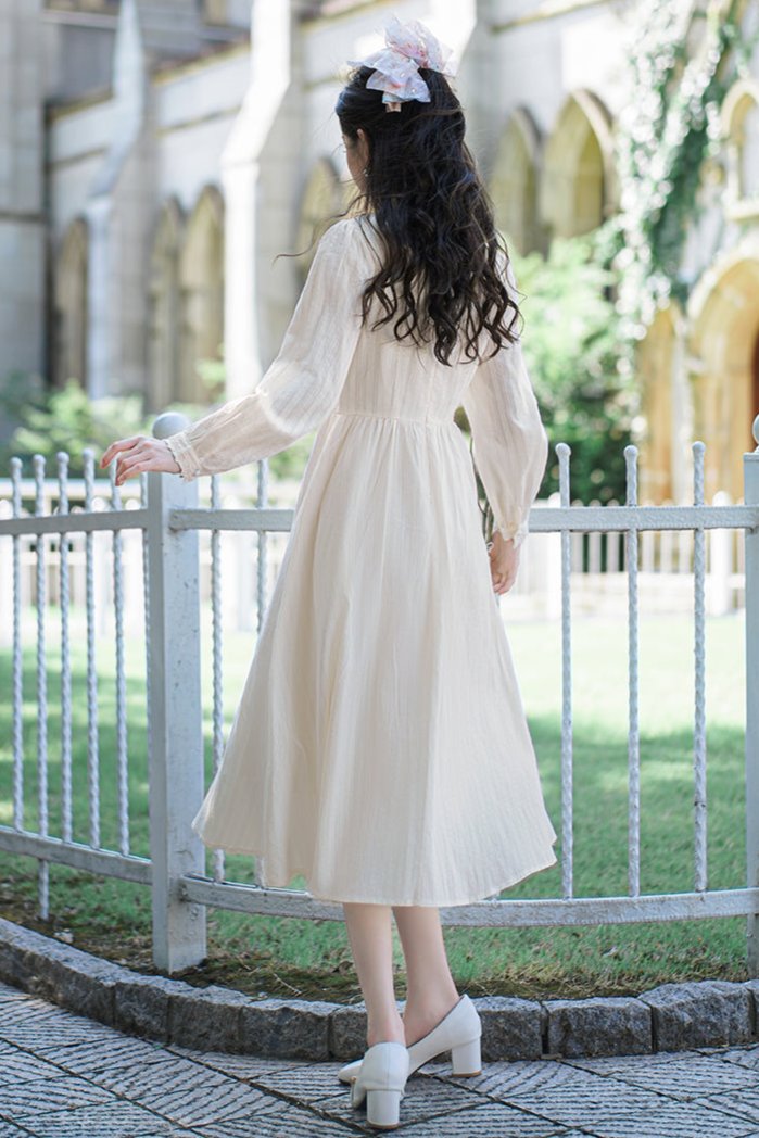 Vintage Style Embroidered White Dress